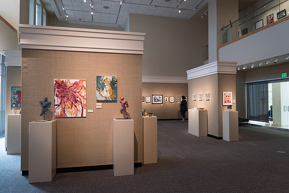Student artwork displayed in the Spori Art Gallery.