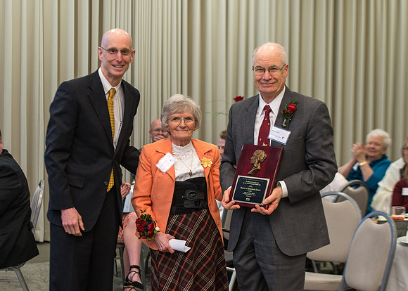 Brent & Marybeth Jones are recognized by Vice President Henry J. Eyring for their contribution to the Arts at the annual Snow Society Banquet at BYU-Idaho.
