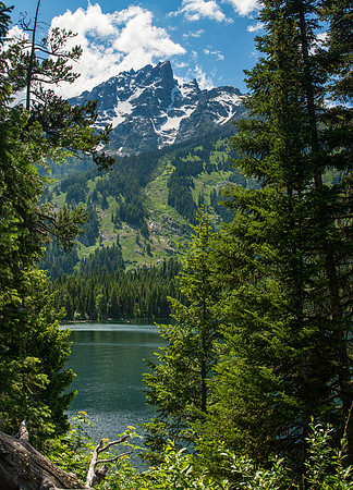 Beautiful summer day in the Grand Teton National Park celebrating America's Independence at Jenny's Lake.