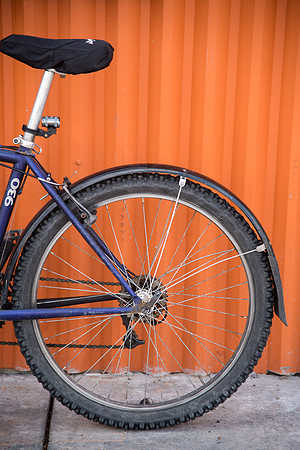 A bike sits outside the ORC waiting to be rented.