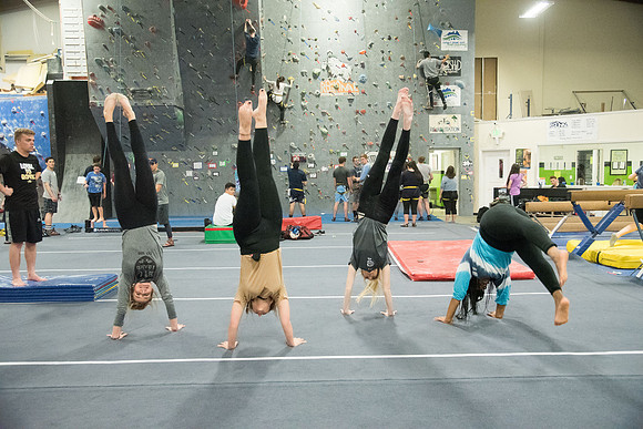 Students in the Rexburg YSA 20th Ward enjoyed a Closing Social at the Madison Gymnastics Center and Rock Climbing Wall.