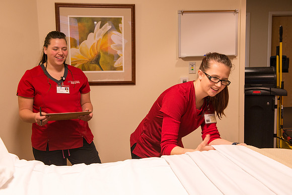 Pathway student Eva Sherrod works at Madison Memorial Hospital to help support her family. March 2017