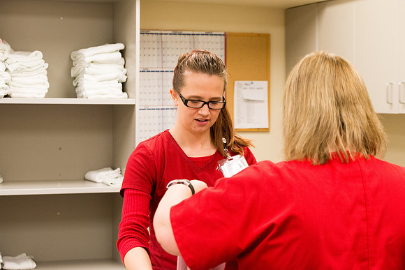 Pathway student Eva Sherrod works at Madison Memorial Hospital to help support her family. March 2017
