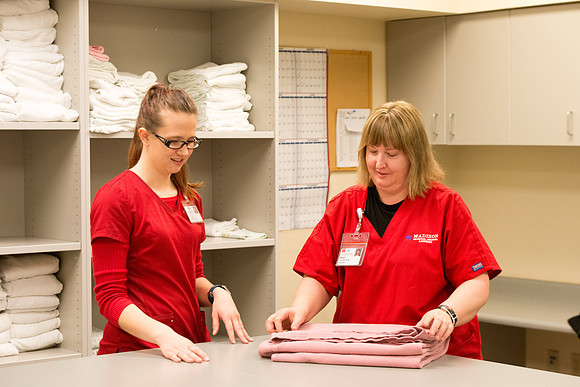 Pathway student Eva Sherrod works at Madison Memorial Hospital to help support her family. March 2017