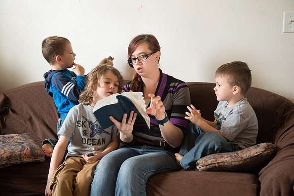 Pathway student Eva Sherrod and her children.