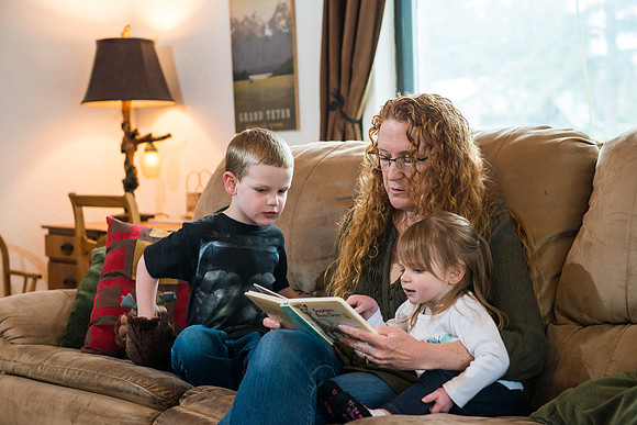 Over 30, Pathway student Karen Peacock, with her grand children.