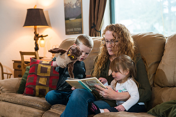 Over 30, Pathway student Karen Peacock, with her grand children.