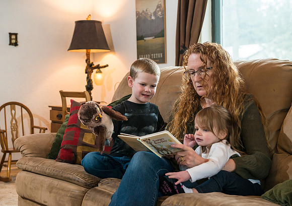 Over 30, Pathway student Karen Peacock, with her grand children.