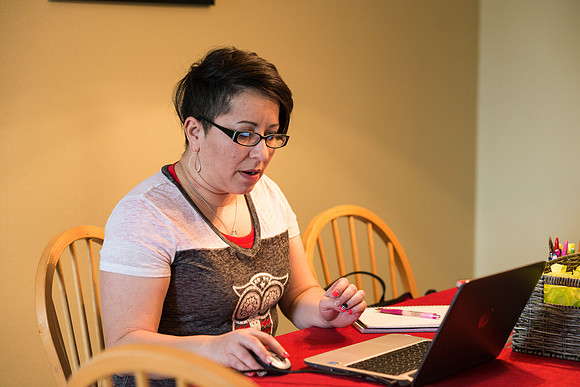 Pathway student, Marcela Avila in her home.