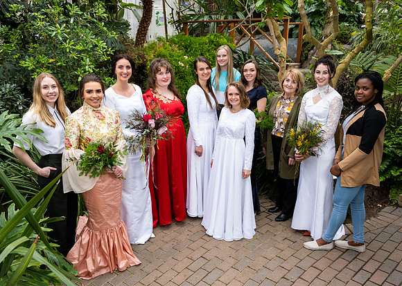Apparel Entrepreneurship majors create their own clothing designs and model them in the Benson greenhouse.