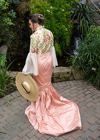 Apparel Entrepreneurship majors create their own clothing designs and model them in the Benson greenhouse.
