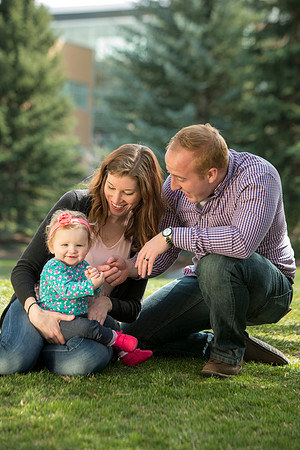 Jon and Marissa Garling and their one year old daughter, Jade in the Ricks Horticulture Gardens.