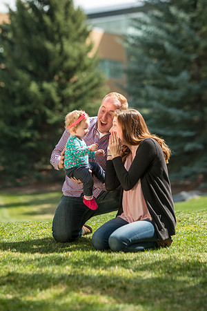Jon and Marissa Garling and their one year old daughter, Jade in the Ricks Horticulture Gardens.