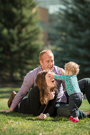 Jon and Marissa Garling and their one year old daughter, Jade in the Ricks Horticulture Gardens.