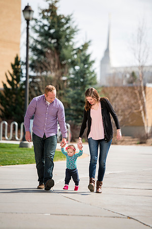 Jon and Marissa Garling and their one year old daughter, Jade in the Ricks Horticulture Gardens.