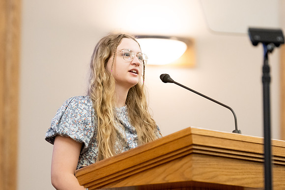 Mat Miles addresses students and faculty during the weekly devotional at BYU-Idaho.