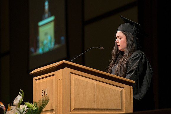 College of Language and Letters Convocation in the Manwaring Center Ballroom. Student Speaker: Elizabeth Silva Duarte, International Studies