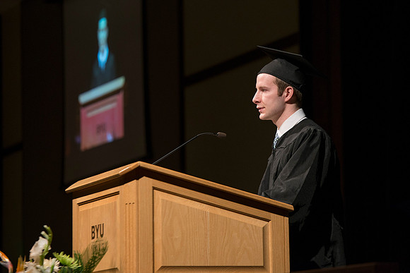 College of Language and Letters Convocation in the Manwaring Center Ballroom. Student Speaker: Jaron Judkins, English