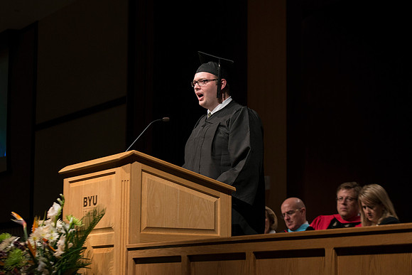 College of Language and Letters Convocation in the Manwaring Center Ballroom. Musical Number: Vocal Solo by Gary Bernard