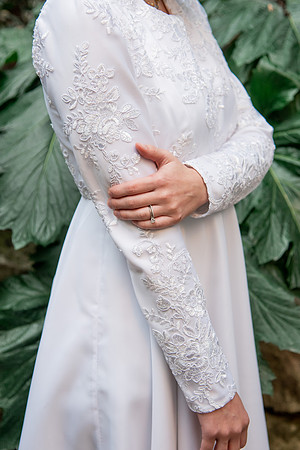 BYUI bridal students model the dresses they made for Sister Orme's bridal sewing class.