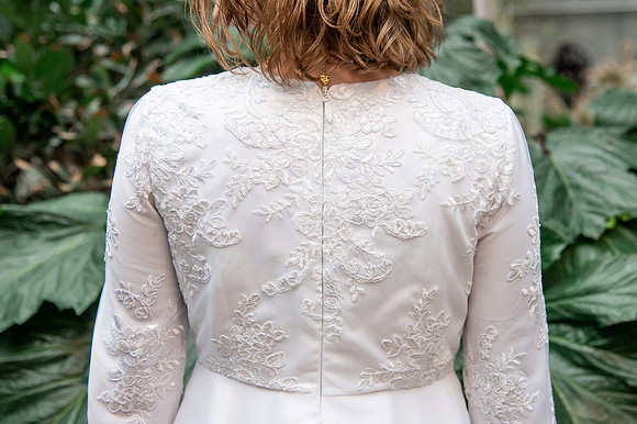 BYUI bridal students model the dresses they made for Sister Orme's bridal sewing class.