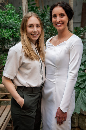 BYUI bridal students model the dresses they made for Sister Orme's bridal sewing class.