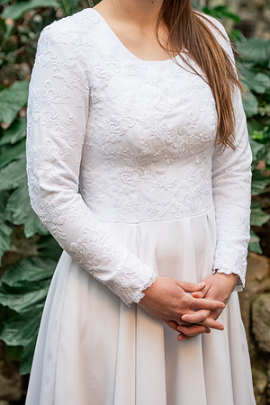 BYUI bridal students model the dresses they made for Sister Orme's bridal sewing class.