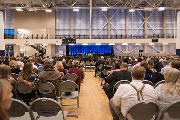 Psychology, Sociology and Social Work Convocation Ceremony in the BYU-I Center gym.