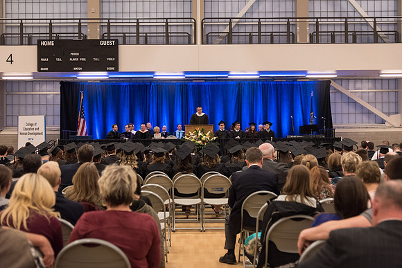 Psychology, Sociology and Social Work Convocation Ceremony in the BYU-I Center gym.