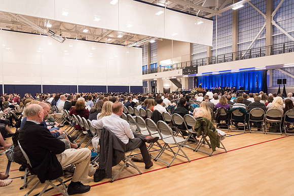 Psychology, Sociology and Social Work Convocation Ceremony in the BYU-I Center gym.