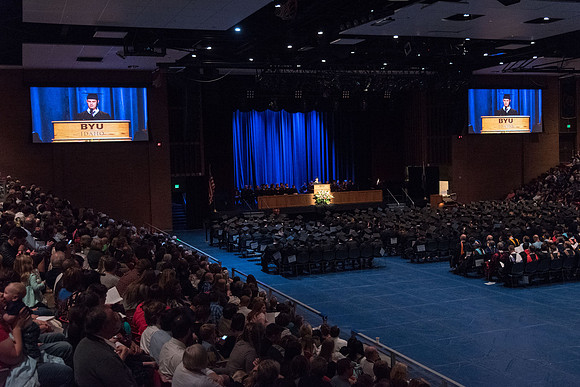Business and Communication Convocation Ceremony meet in the Hart Auditorium.