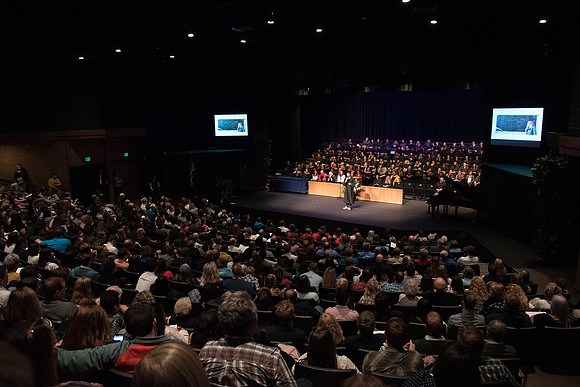 Performing and Visual Arts Convocation Ceremony in the Snow Drama Theatre.