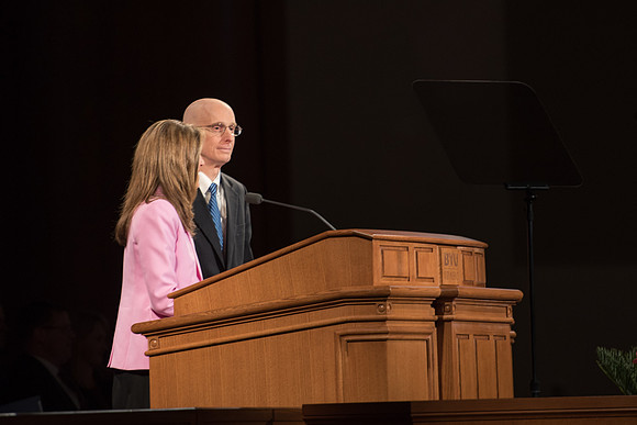First devotional of the Spring 2017 semester. President and Sister Eyring challenged students to interact with one another.