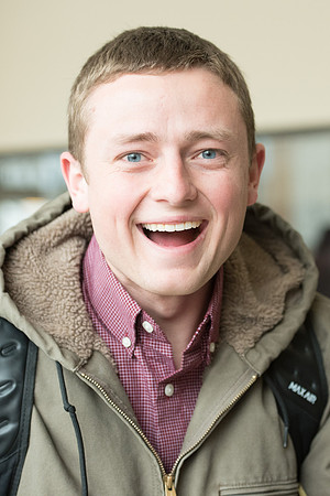 Student, Brandon Garner, excited to get to Devotional.