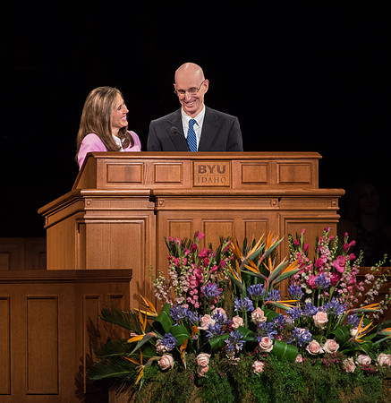 President Henry J. Eyring and his wife, Kelly, speak at Devotional.