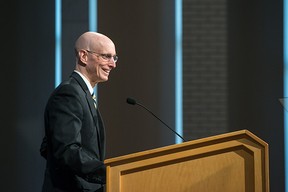 New Freshman and their parents gather in the Taylor Chapel and recieve a welcoming by President and Sister Henry J Eyring.