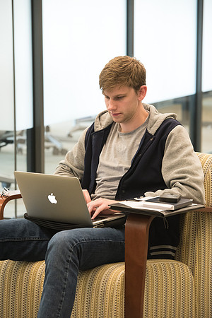 Students get back to school and begin their studies in the Science and Technology Building.