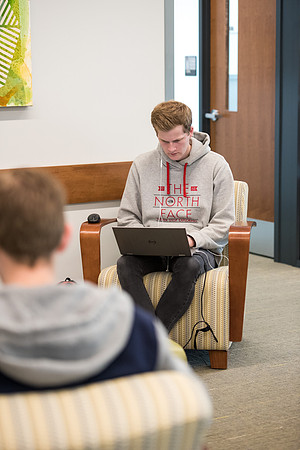 Students get back to school and begin their studies in the Science and Technology Building.