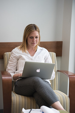 Students get back to school and begin their studies in the Science and Technology Building.