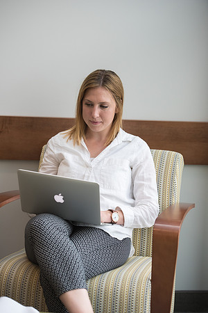Students get back to school and begin their studies in the Science and Technology Building.