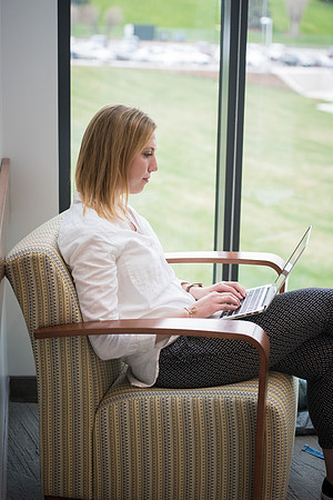 Students get back to school and begin their studies in the Science and Technology Building.