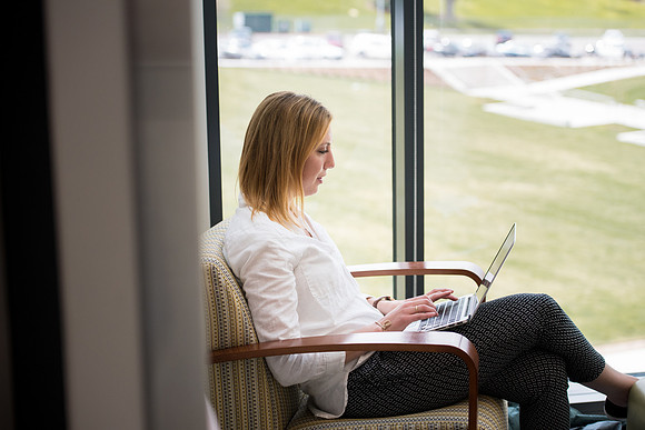 Students get back to school and begin their studies in the Science and Technology Building.