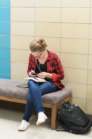 Students get back to school and begin their studies in the Science and Technology Building.