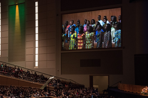 Devotional musical number was a live broadcast of BYU Pathway Worldwide students choir in Accra, Ghana. April 2017