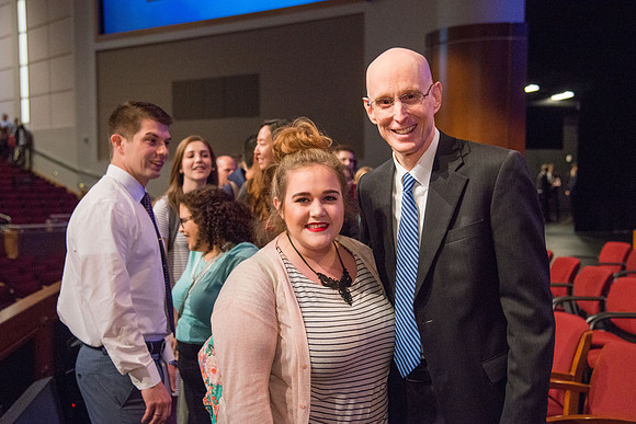 President henry J Eyring and his wife Kelly speak to Students and employees in the BYU-Idaho Center, the first devotional of Spring 2107 semester.