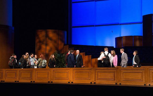 President henry J Eyring and his wife Kelly speak to Students and employees in the BYU-Idaho Center, the first devotional of Spring 2107 semester.