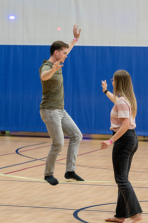 Students playing games and participating in activites on First Friday.