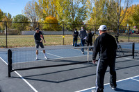 Dinking around playing pickleball for the HR Wellness Video.