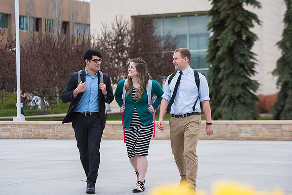 Students walk to class in the Taylor Quad.