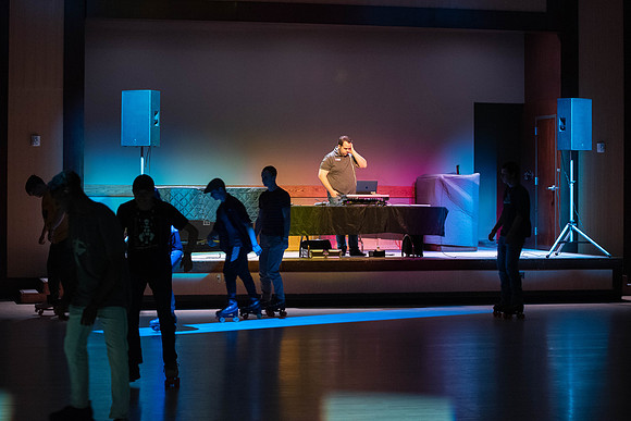 Freshman students at BYU-Idaho go roller skating at the Manwaring Center.